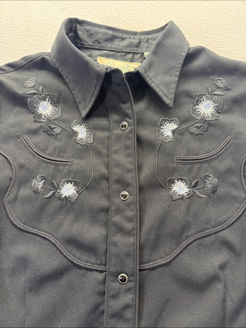Vintage Roper Denver Colorado Black Embroidered Western Snap Shirt Women’s M - Picture 4 of 11